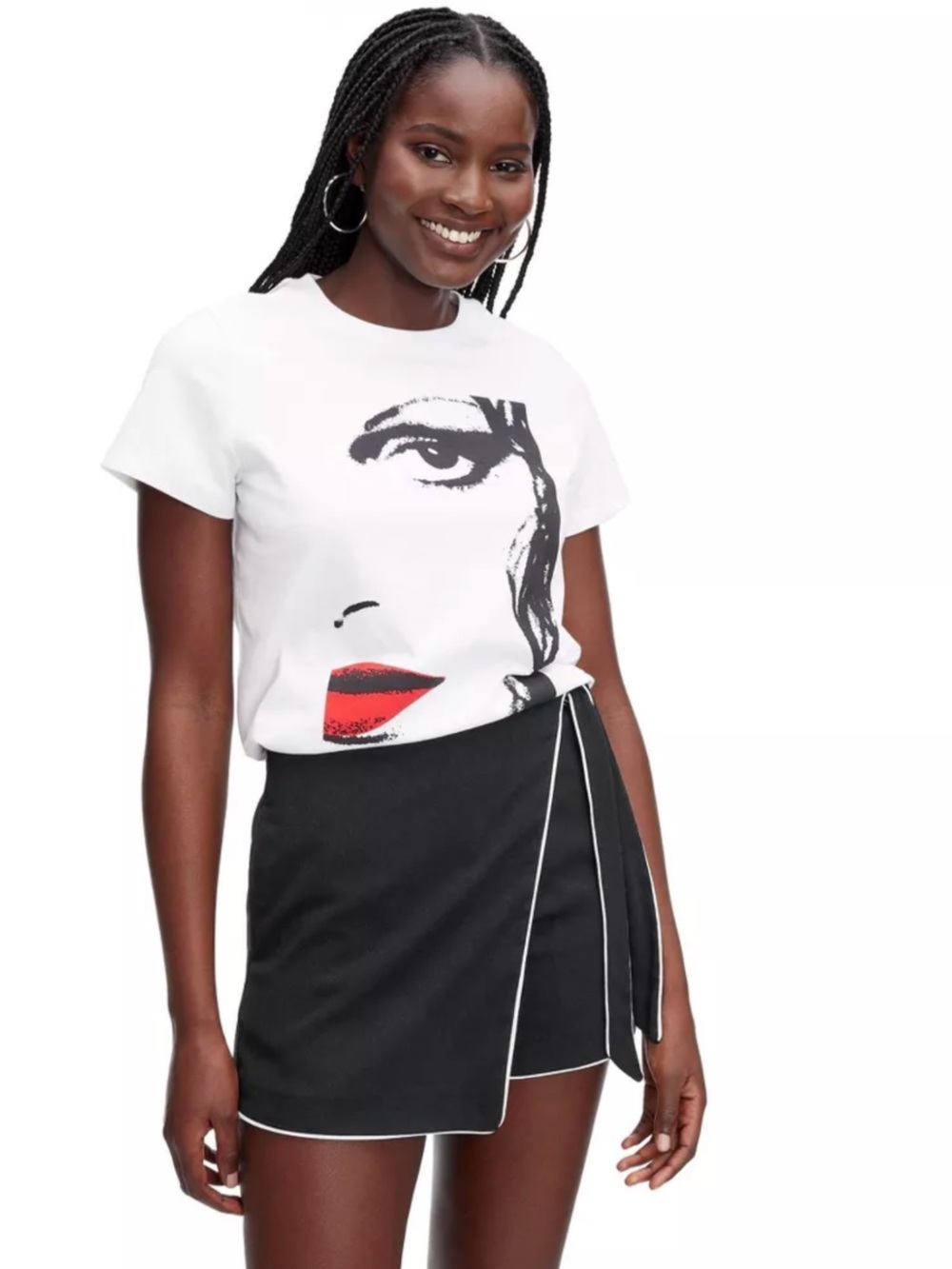 Diane Von Furstenberg DVF for Target White Crewneck T-shirt Red Lip Graphic Tee